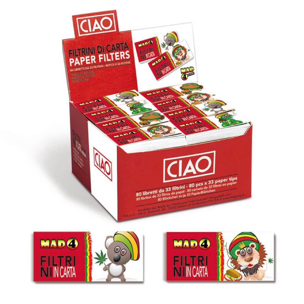 Filtri carta Ciao Memo Roll Rasta 60x25mm 33 fogli per libretto - 80 libretti