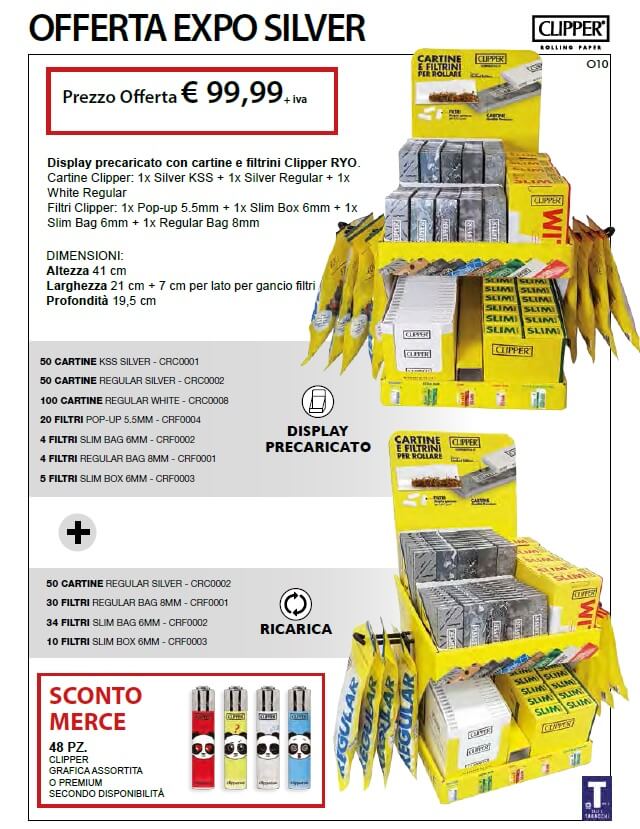 PROV-D01103414 EXPO SILVER CLIPPER (361PZ - 25565FF) + (48PZ ACCENDINI OMAGGIO)