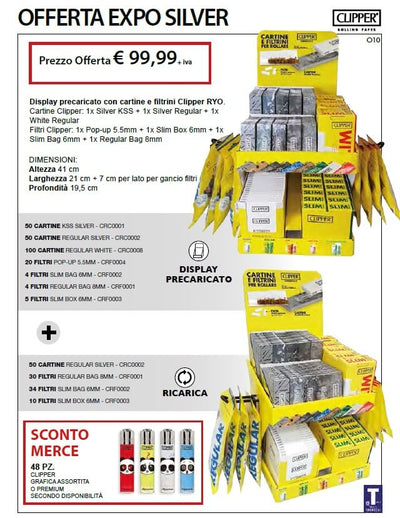 PROV-D01103414 EXPO SILVER CLIPPER (361PZ - 25565FF) + (48PZ ACCENDINI OMAGGIO)