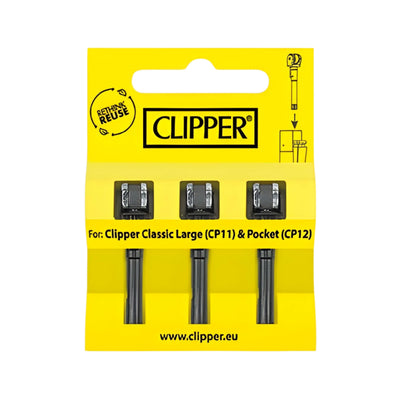 Blister 3 corpi di ricambio con pietrine Clipper Large per accendini a pietrina