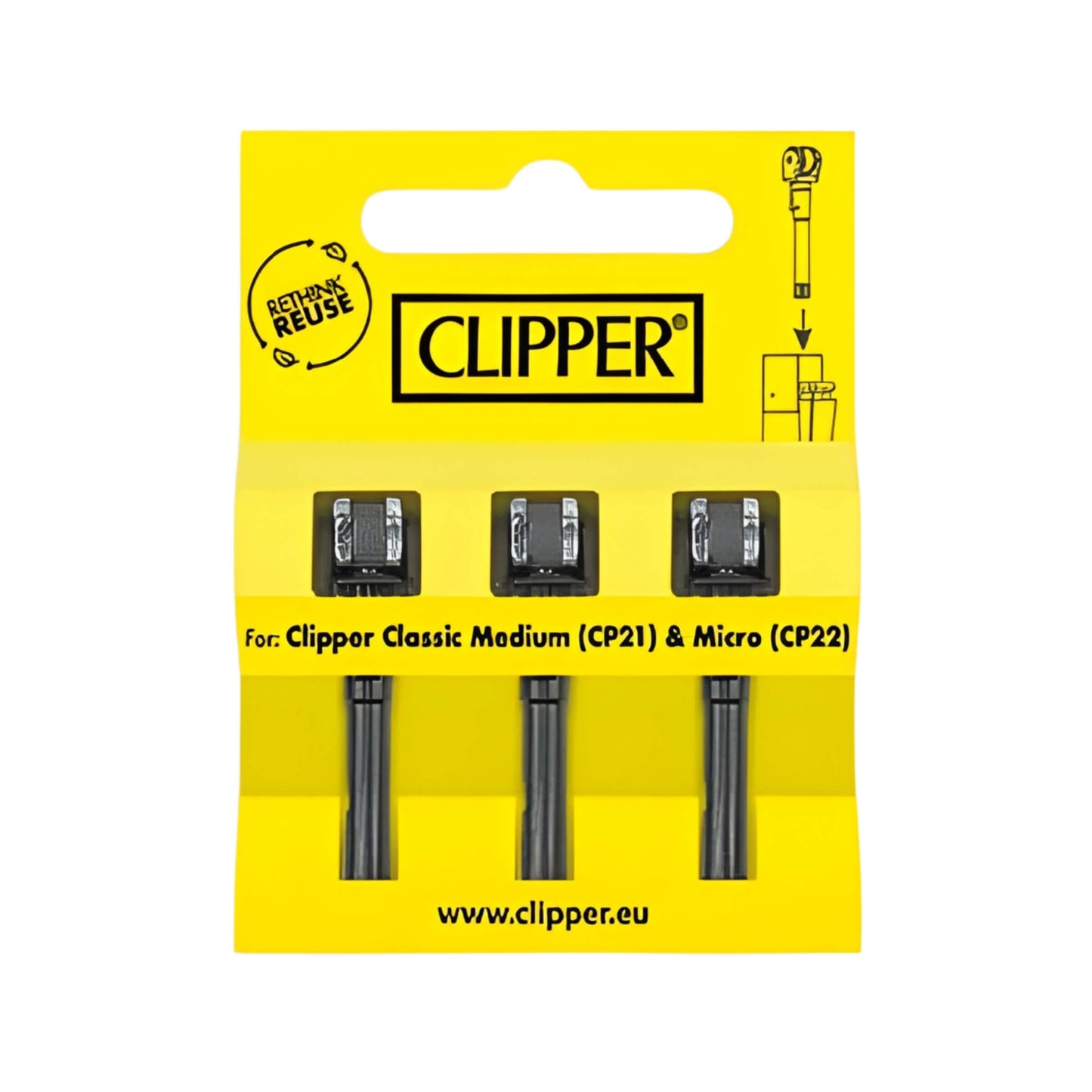 Blister 3 corpi di ricambio con pietrine Clipper Micro per accendini a pietrina