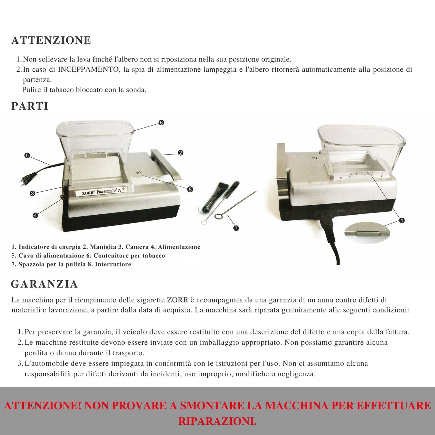 MACCHINETTA PER TUBETTI ELETTRICA ZORR POWERMATIC IV PLUS - 18119
