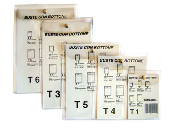BUSTE CON BOTTONE CRISTAL 12,5x20,5cm (994 T3)  10PZ