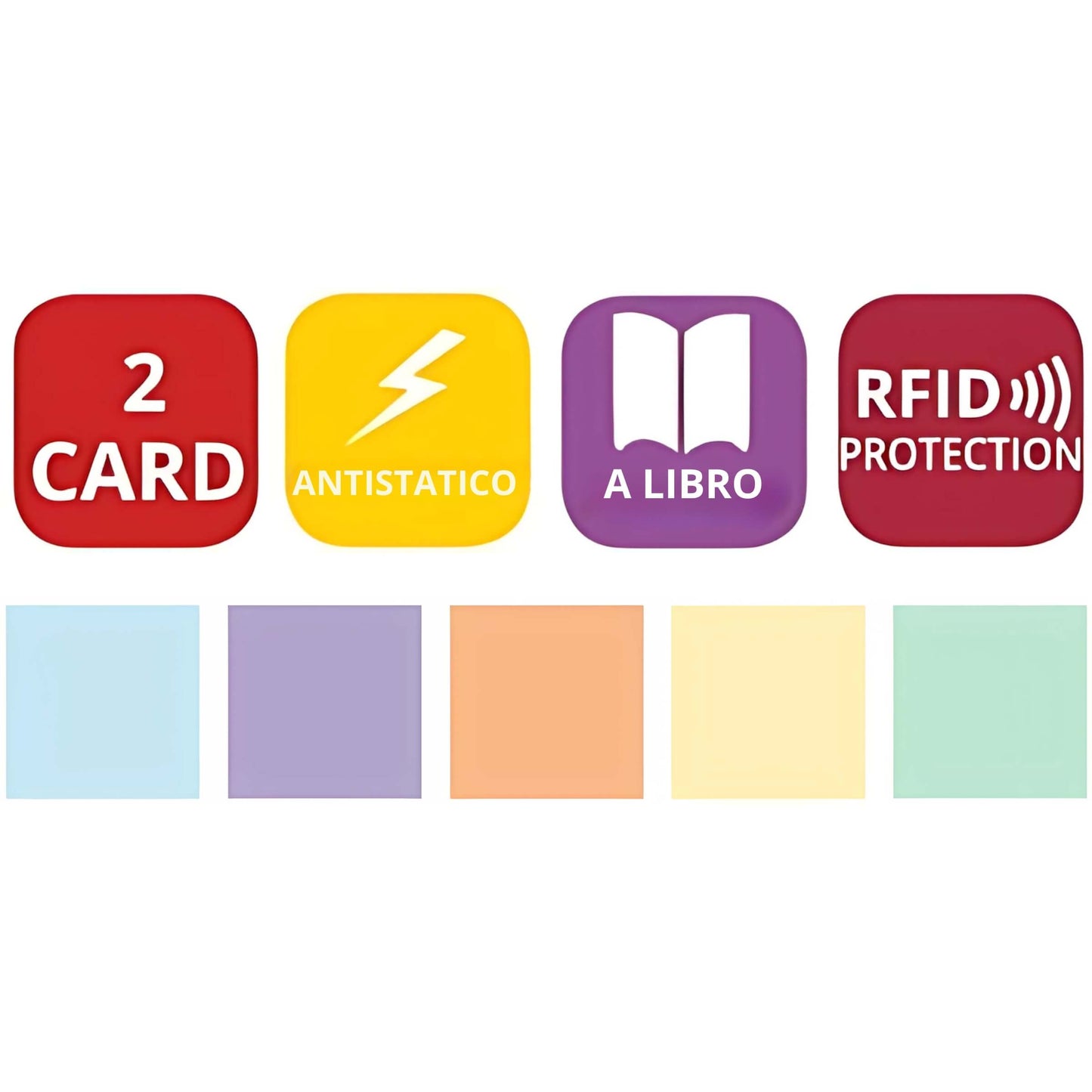 890SCP Porta Tessere Bicard 2 Tasche RFID in PVC Similpelle Pastello