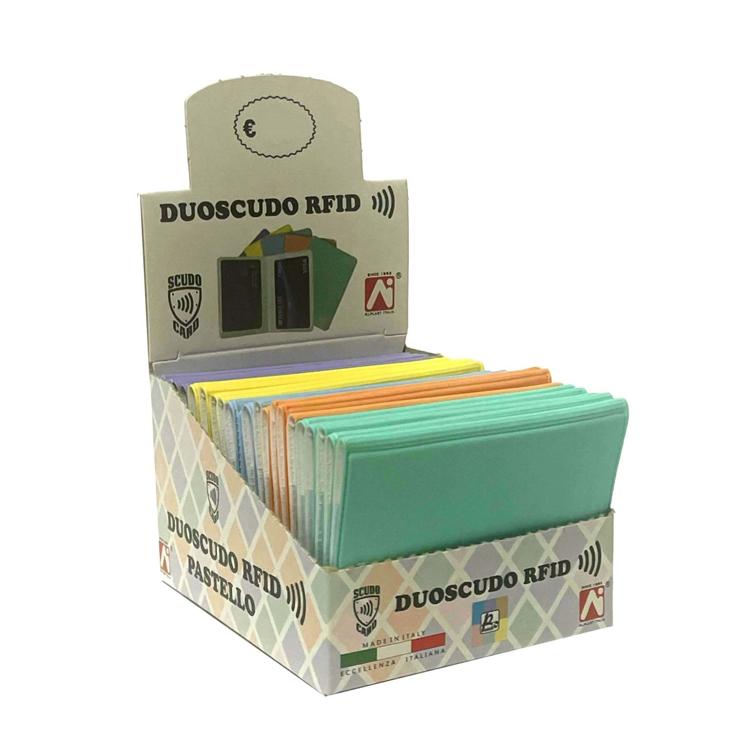 890SCP Porta Tessere Bicard 2 Tasche RFID in PVC Similpelle Pastello