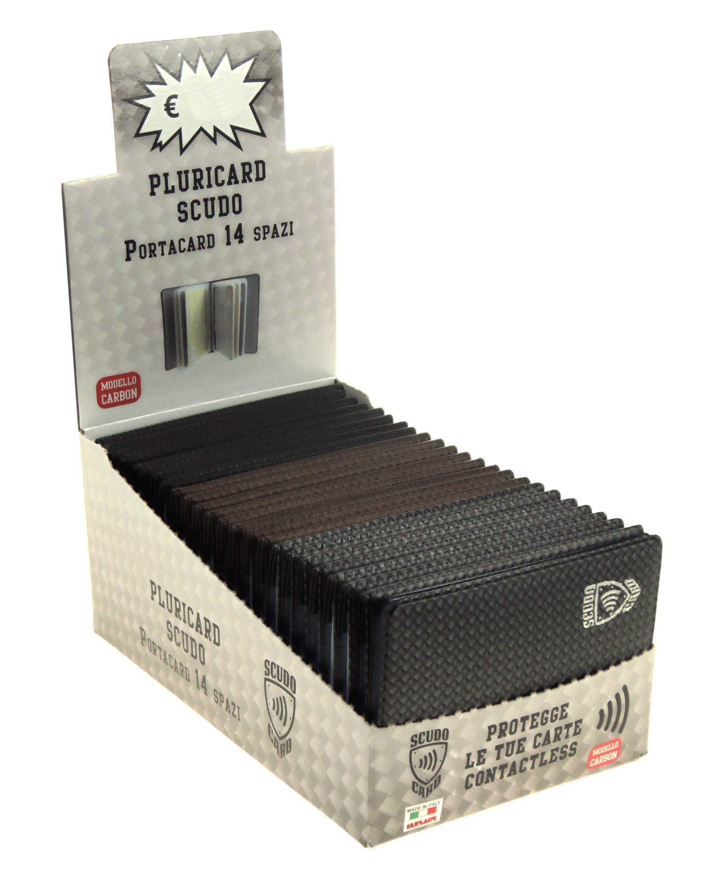 1008SCF Portacarte ScudoCard RFID 5 Scomparti Finitura Carbonio