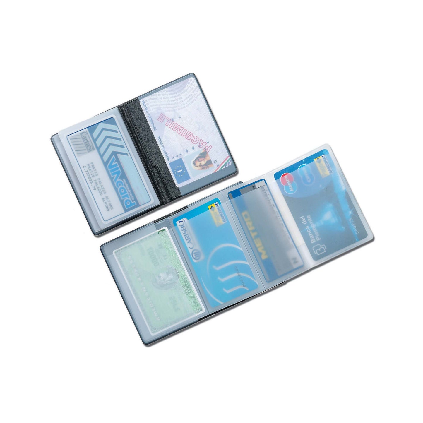 Porta card Alplast Classic 1008 in PVC sergè aperto con 5 scomparti a fisarmonica