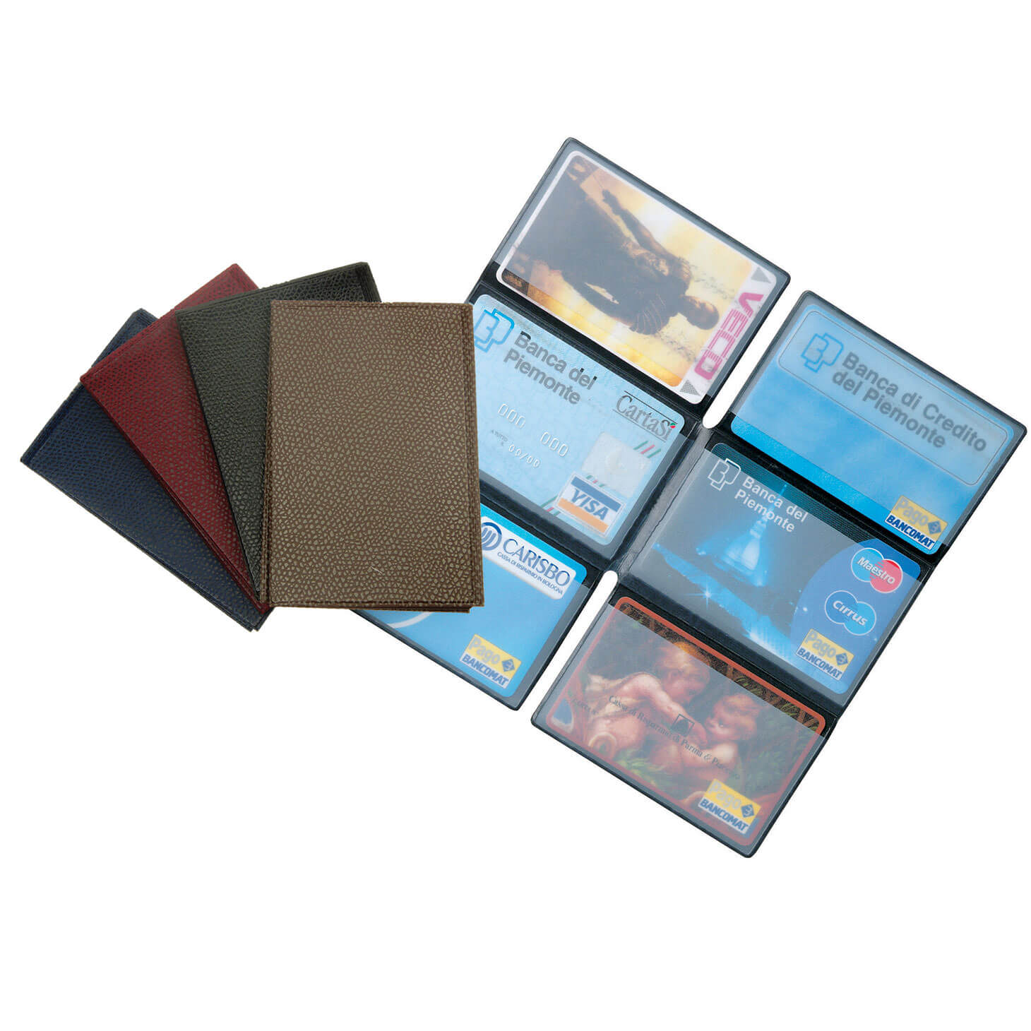 Portacard Alplast ComboCard 1027 in PVC finitura serpente aperto con 6 scomparti