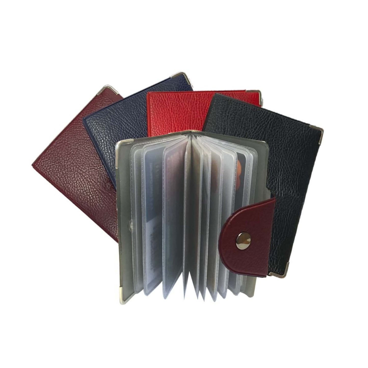 1021L Portacarte a Libro 20 Scomparti in Similpelle con Chiusura a Bottone