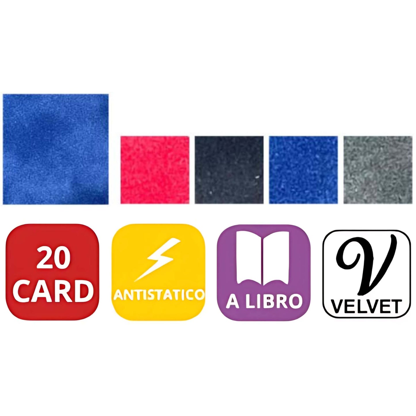 1021VE Portacarte a Libro 20 Scomparti in Velluto con Chiusura a Bottone