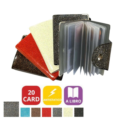 1021GL Twenty Cards Glitter Portacarte 20 Scomparti con Bottone