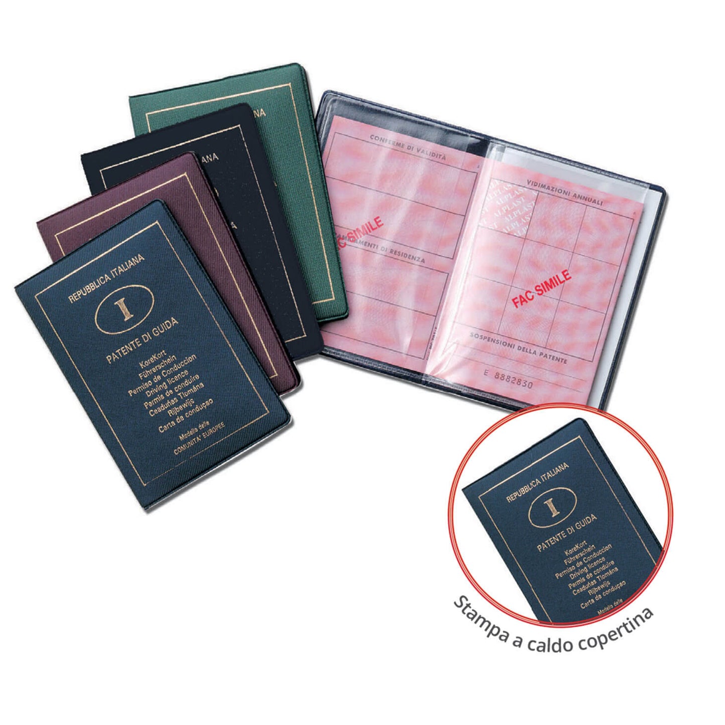 Porta patente Alplast Classic in PVC sergè con custodia cristal e biglietto generalità