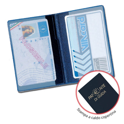 Porta patente europea Alplast in PVC sergè con 2 tasche per formato card