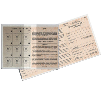 Custodia porta scheda elettorale 996 in PVC cristal con fac-simile per certificato