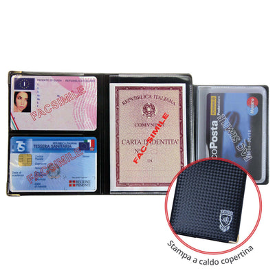 Portadocumenti Alplast Multicard Scudo Carbon 1060SCF in PVC fibra di carbonio con protezione RFID