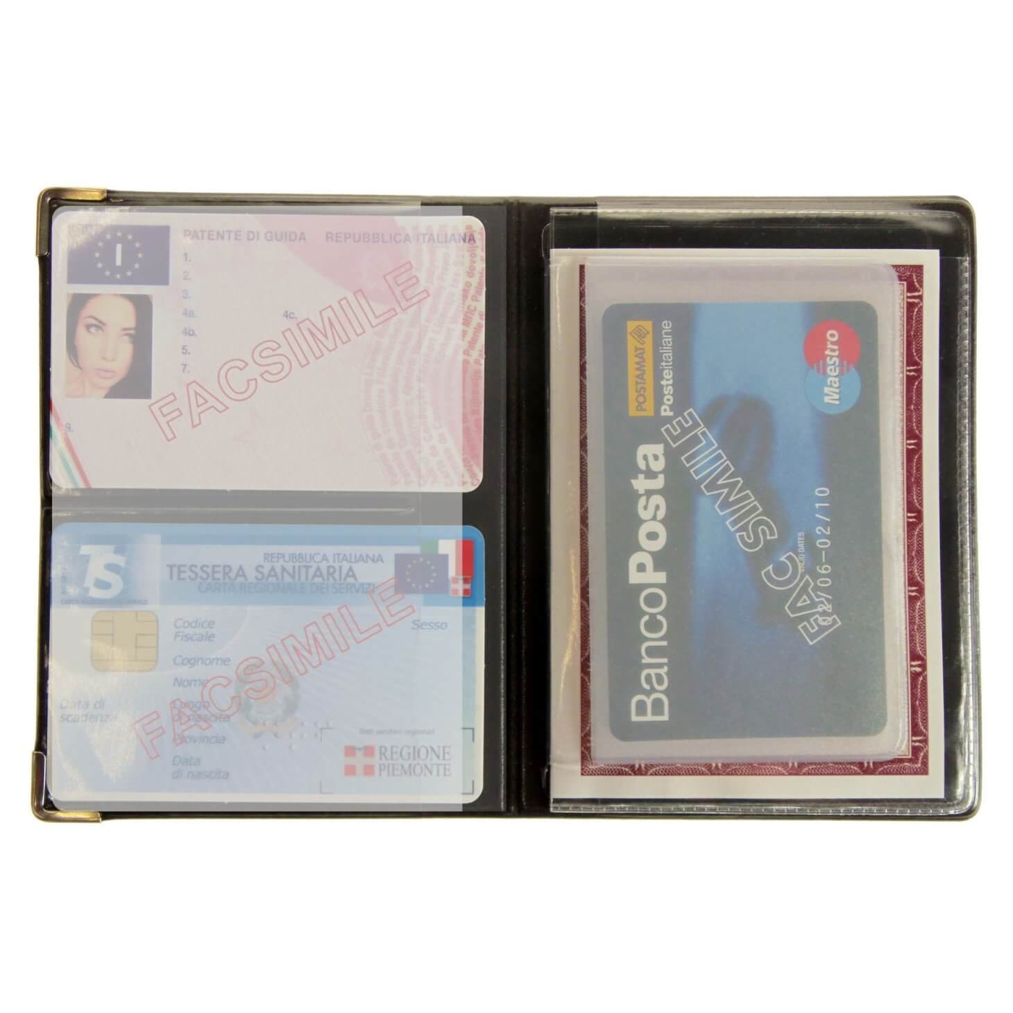 Portadocumenti Alplast Cocky Special in similpelle finitura cocco con scomparti per patente e carta identità