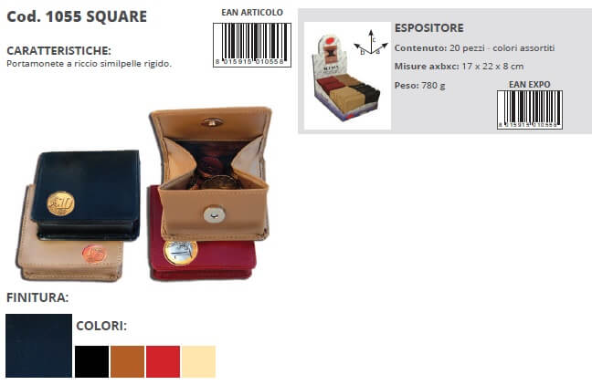 1055  SQUARE - PORTA MONETE A RICCIO RIGIDO IN SIMILPELLE