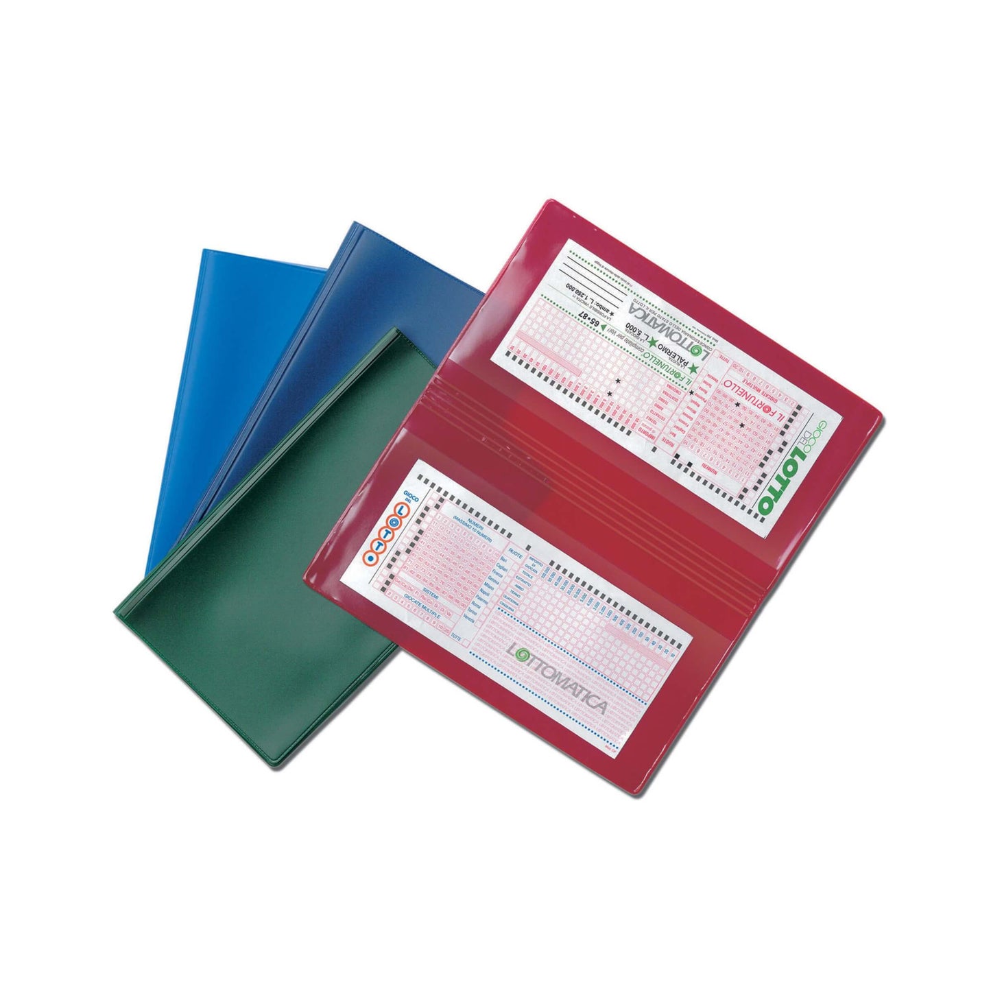 998/2 Custodia Porta Schedine Lotto in PVC Colorato 2 Tasche 23,2 x 23,5 cm (100PZ)
