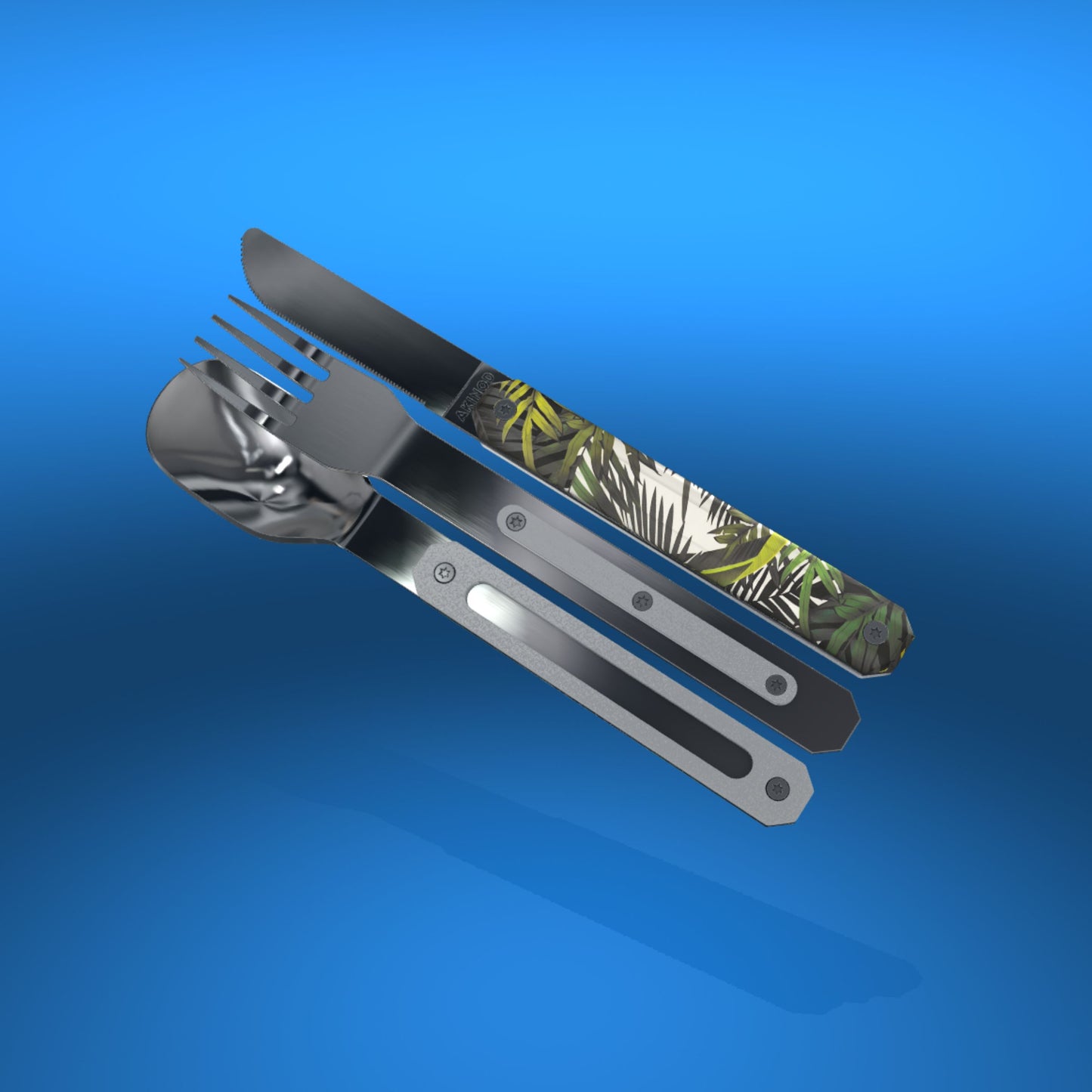 Akinod MAGNETIC STRAIGHT CUTLERY 12H34 BLACK MIRROR Cosmos
