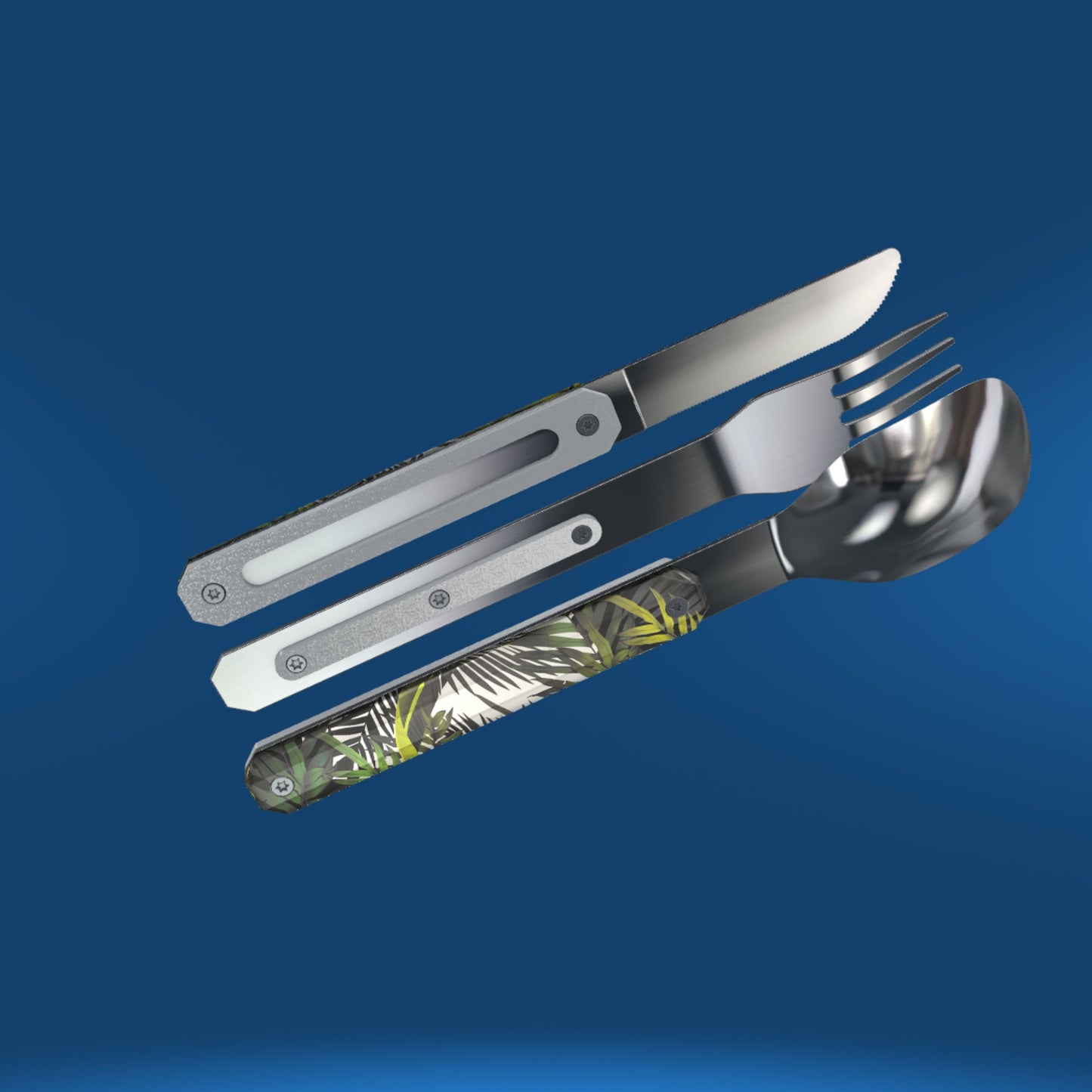 Akinod MAGNETIC STRAIGHT CUTLERY 12H34 BLACK MIRROR Cosmos