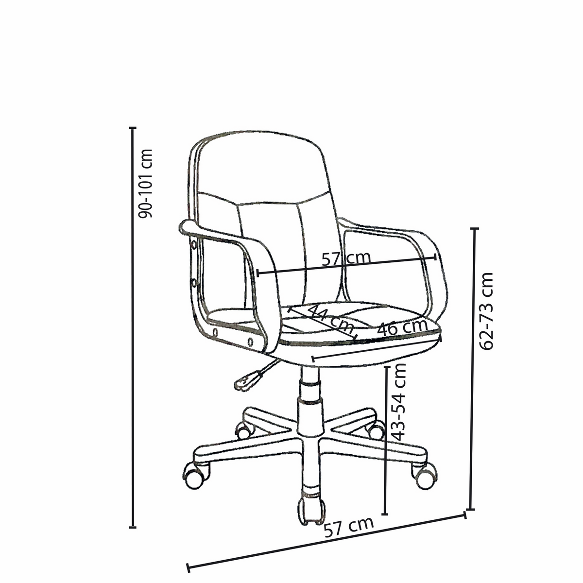 Powerlan Clio Sedia da Ufficio in Ecopelle PVC Nera con Braccioli