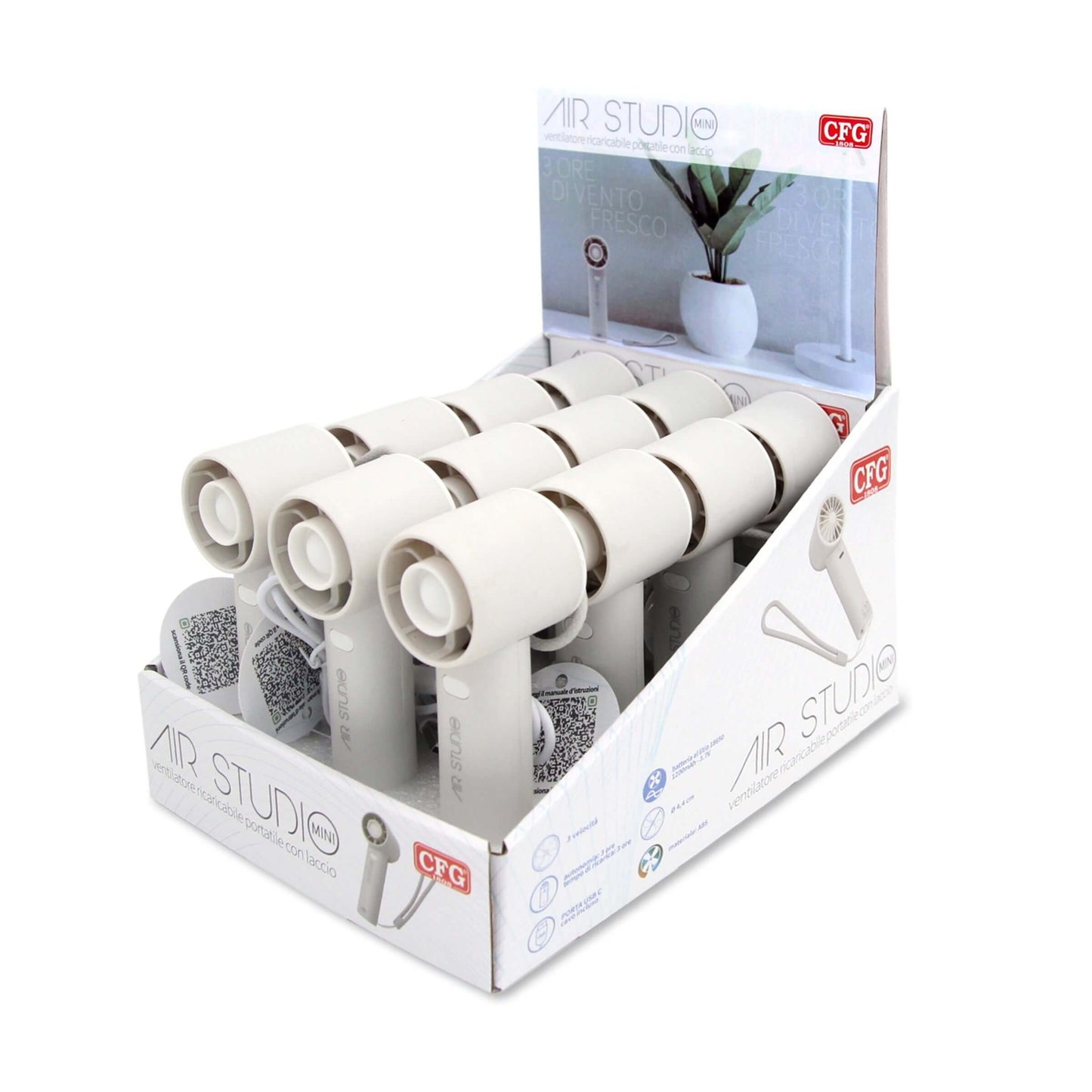 CFG Air Studio Mini ventilatore portatile ricaricabile in expo da banco