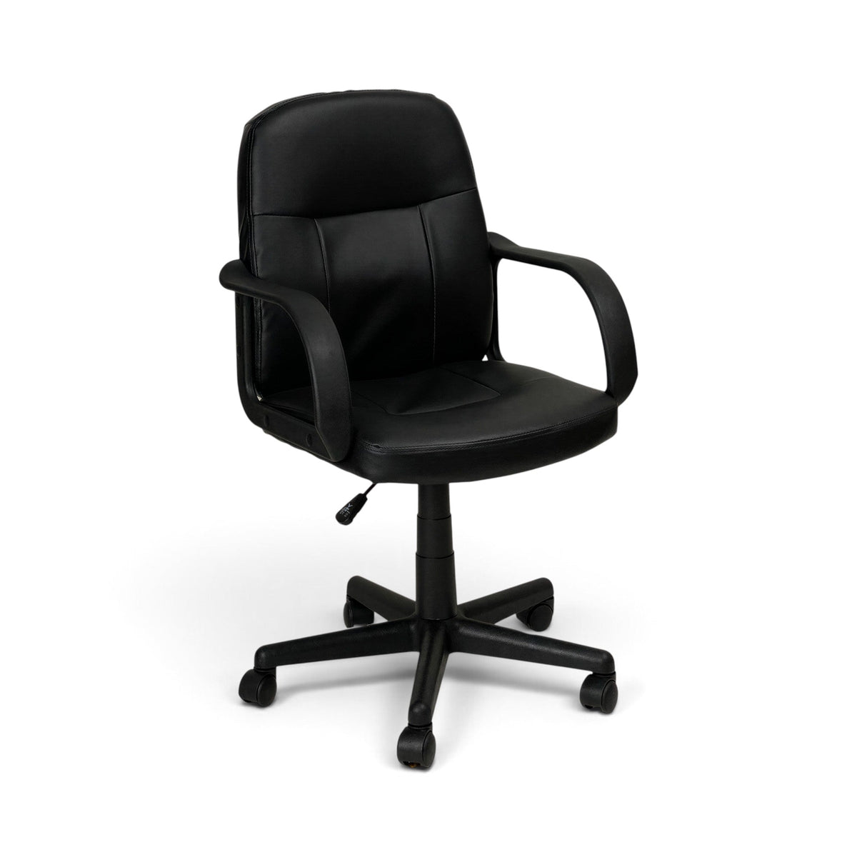 Powerlan Clio Sedia da Ufficio in Ecopelle PVC Nera con Braccioli