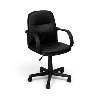 Powerlan Clio Sedia da Ufficio in Ecopelle PVC Nera con Braccioli