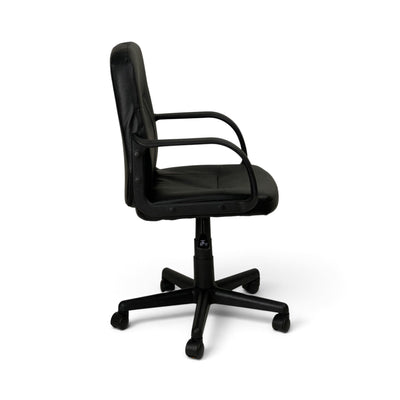 Powerlan Clio Sedia da Ufficio in Ecopelle PVC Nera con Braccioli