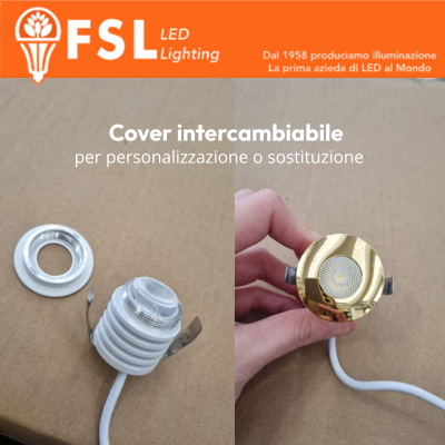 VEGA - Cover Curva per Punto Luce LED – Ø37 – Nichel Satinato