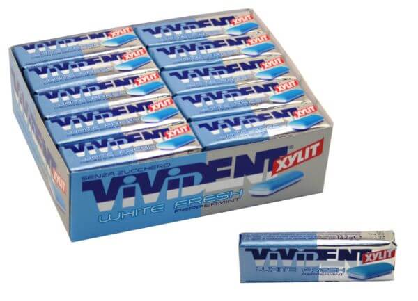 VIVIDENT XYLIT WHITE FRESH PEPPERMINT SENZA ZUCCHERO STICK (40PZ)