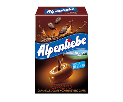 Astuccio da 20 caramelle Alpenliebe Senza Zucchero gusto espresso in confezione tascabile