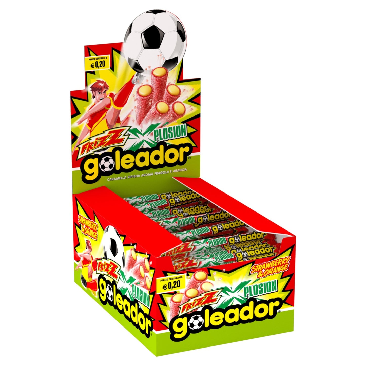 Goleador Frizz Xplosion Fragola e Arancia caramelle cuore frizzante 150pz