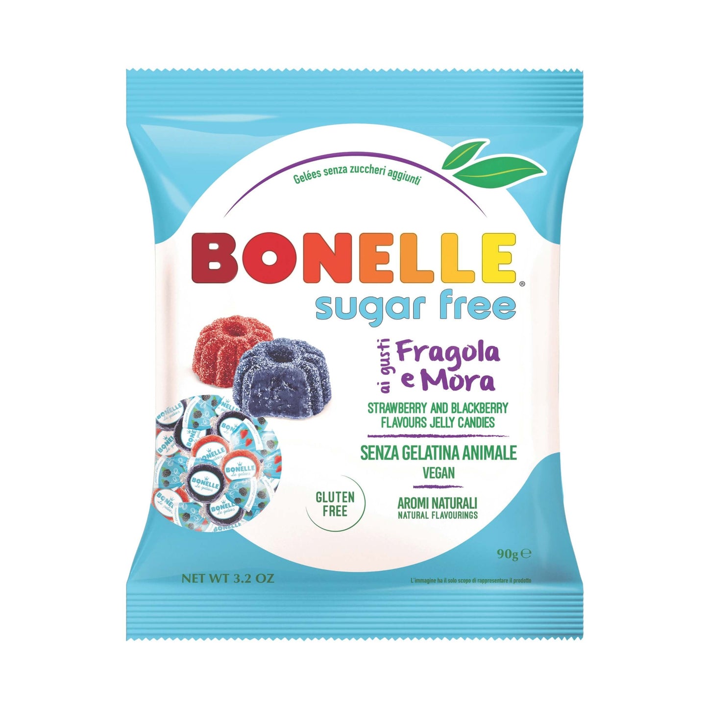 Bonelle Sugar Free Gelee fragola e mora senza zuccheri vegan busta 90g