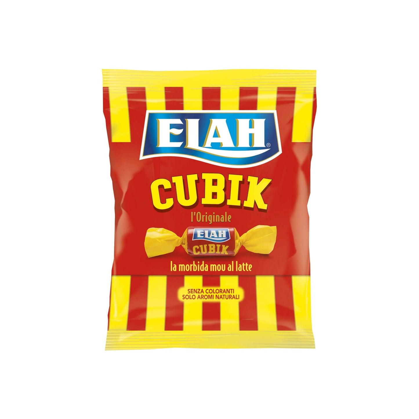 Busta da 80 g caramelle Toffè Cubik Elah morbide al latte dalla consistenza vellutata