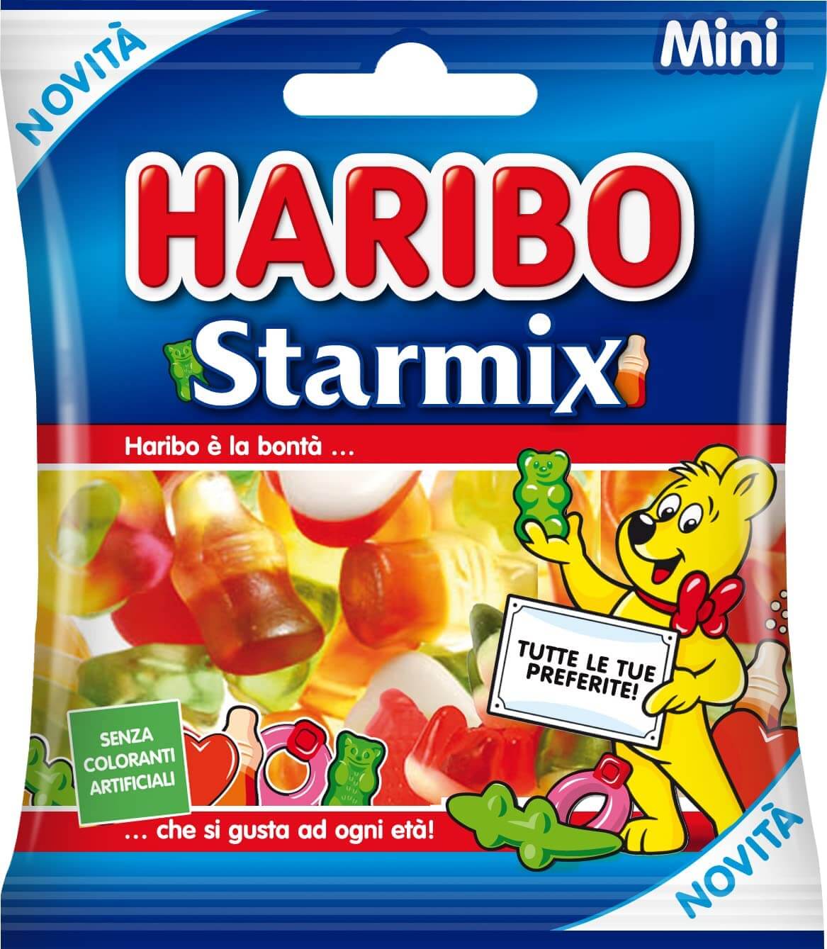 Haribo Starmix mini busta 40g mix gommose Orsetti Cola Coccodrì cuoricini
