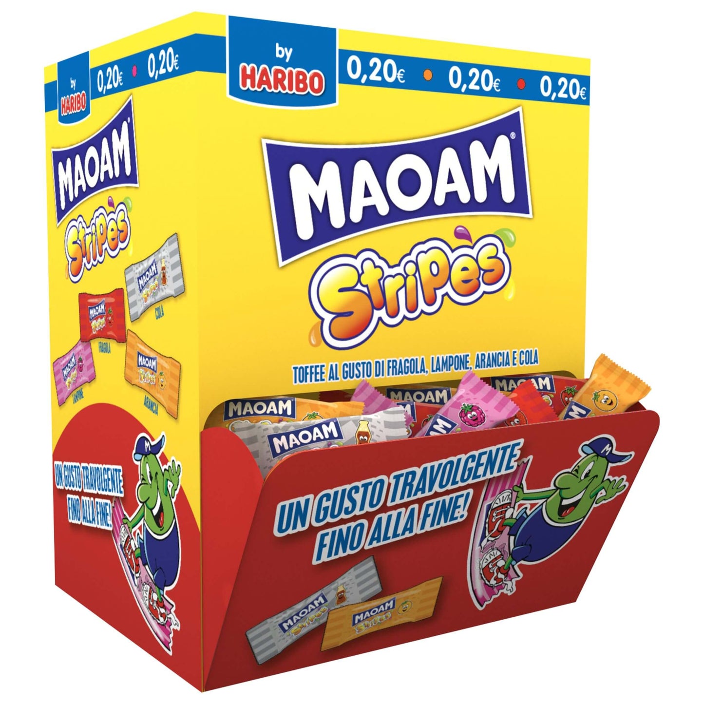 Haribo Maoam Display Stripes Caramelle Toffee Frutta e Cola 7 gr (100PZ)