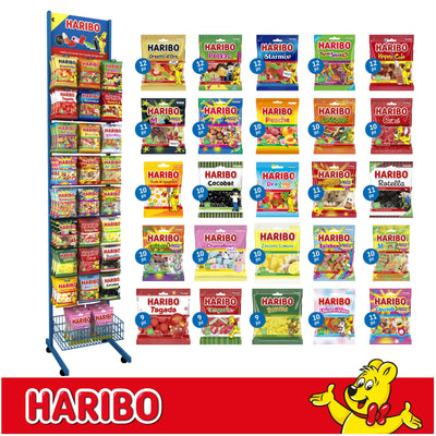 Haribo Espositore in Metallo da Terra Caraibi da 14 Ganci e 262 Buste da 80 gr