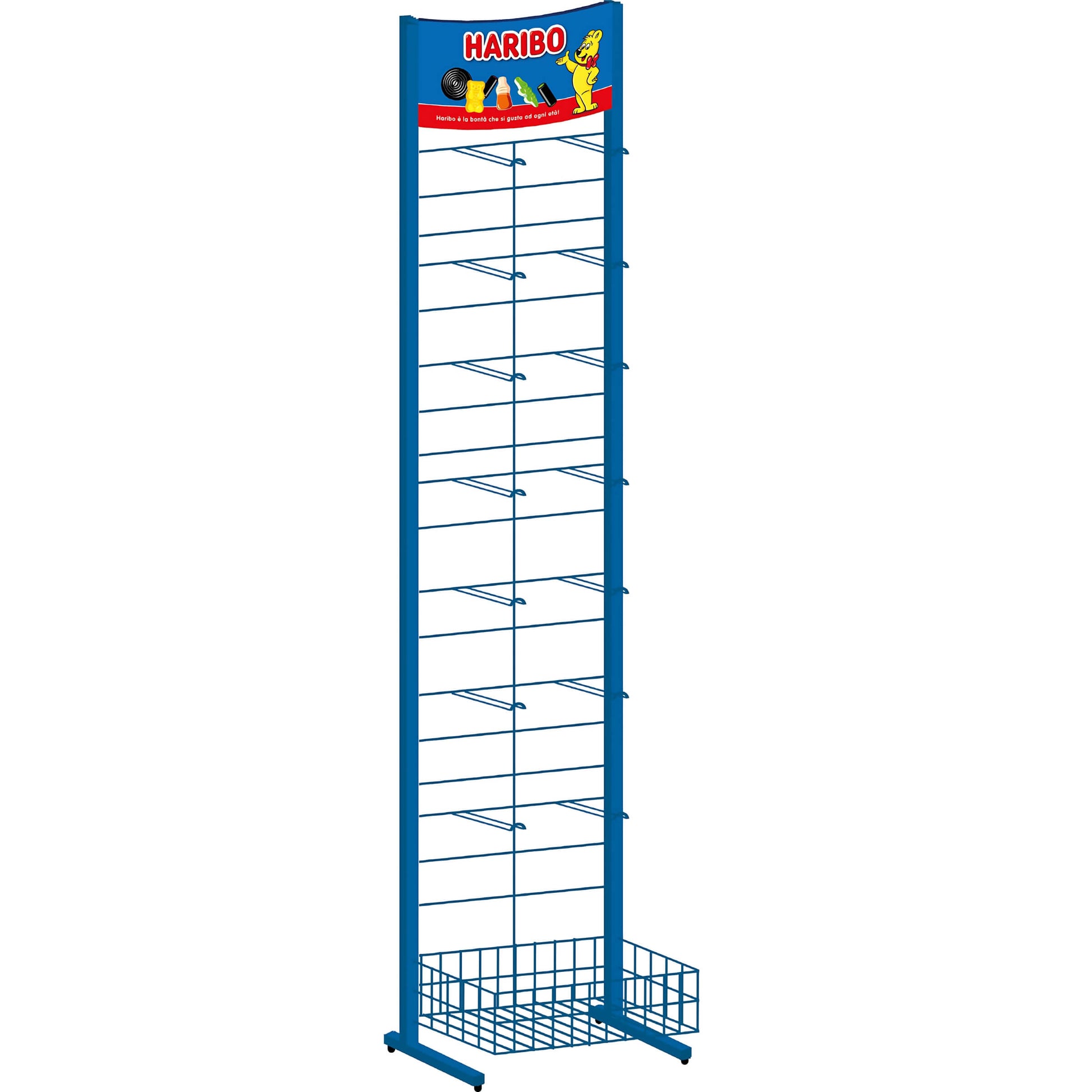 Haribo espositore metallo da terra 14 ganci per buste caramelle 80g