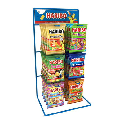 Haribo Espositore da Banco in Metallo Vuoto 6 Ganci per 60 Buste da 80 gr
