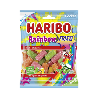 Haribo Rainbow Frizzi 80g bastoncini gommati frizzanti aromi naturali