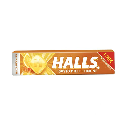 Halls Miele e Limone senza zucchero caramelle balsamiche stick 32g 20pz