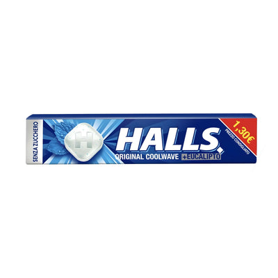 Halls Coolwave senza zucchero caramelle mentolo eucaliptolo stick 32g 20pz