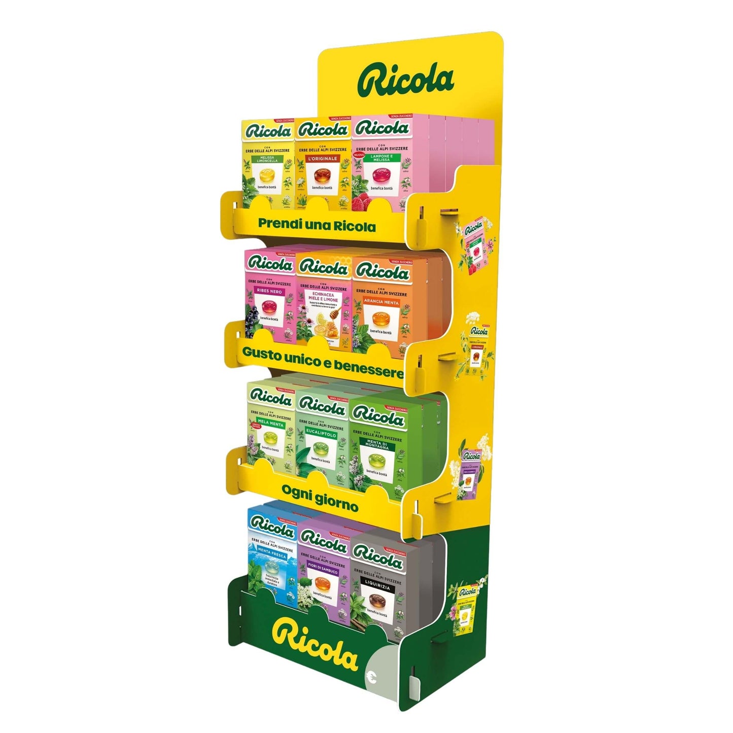 Ricola Espositore POP Caramelle Senza Zucchero in Astuccio 50 g (80PZ)