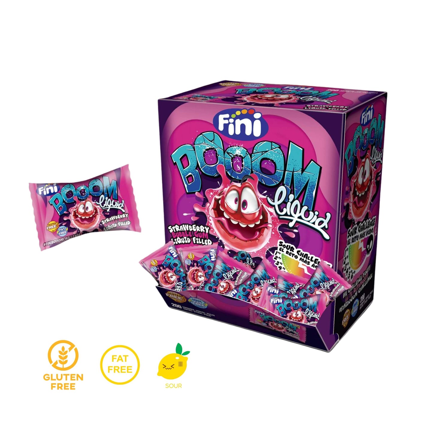 Chewing gum Fini Chicle Boom Liquid fragola sour confezione 200pz