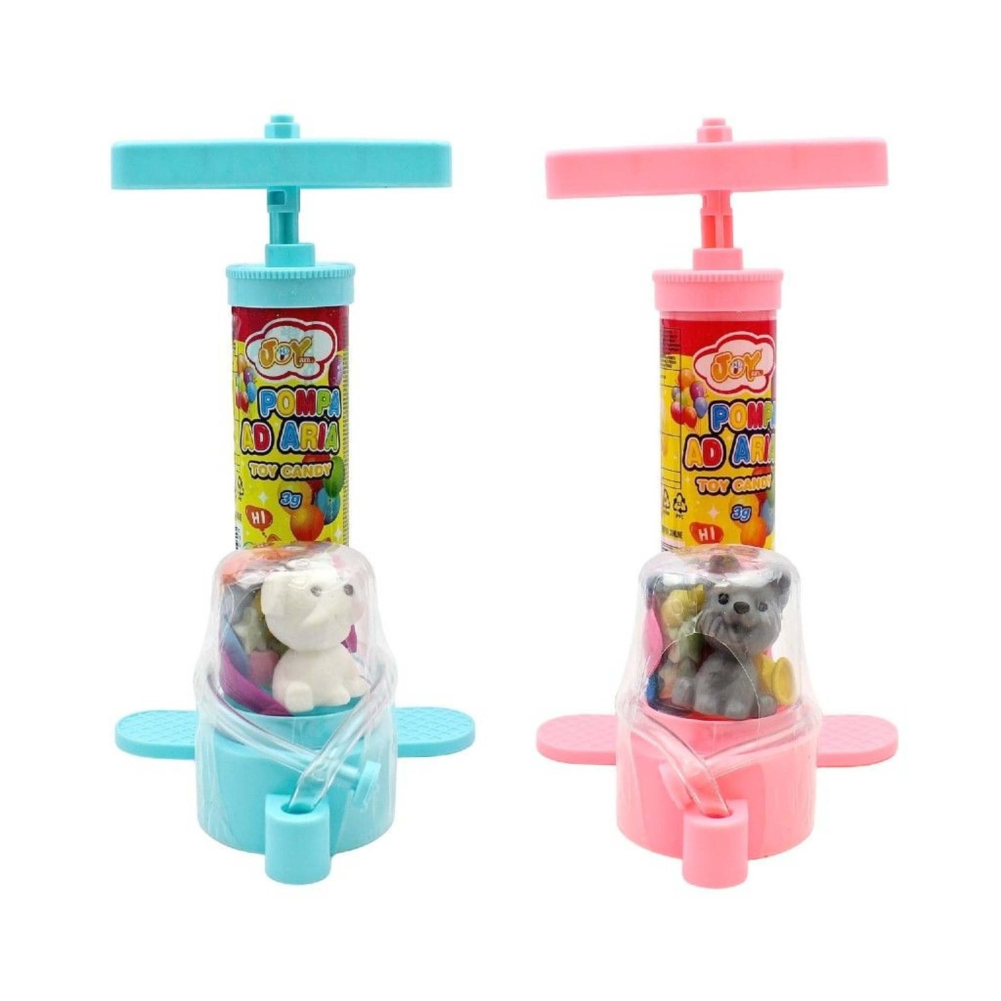 Joygum Pompa ad Aria con Palloncini, Cucciolo e Caramelle Tutti i Frutti (12PZ)