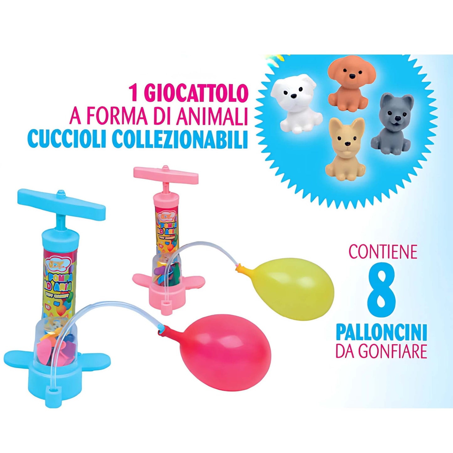Joygum Pompa ad Aria con Palloncini, Cucciolo e Caramelle Tutti i Frutti (12PZ)