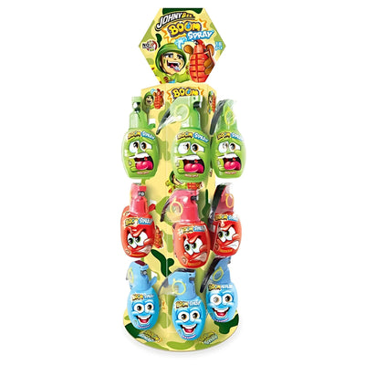 Johny Bee Boom Spray caramella liquida 50ml flacone granata giocattolo con maniglia