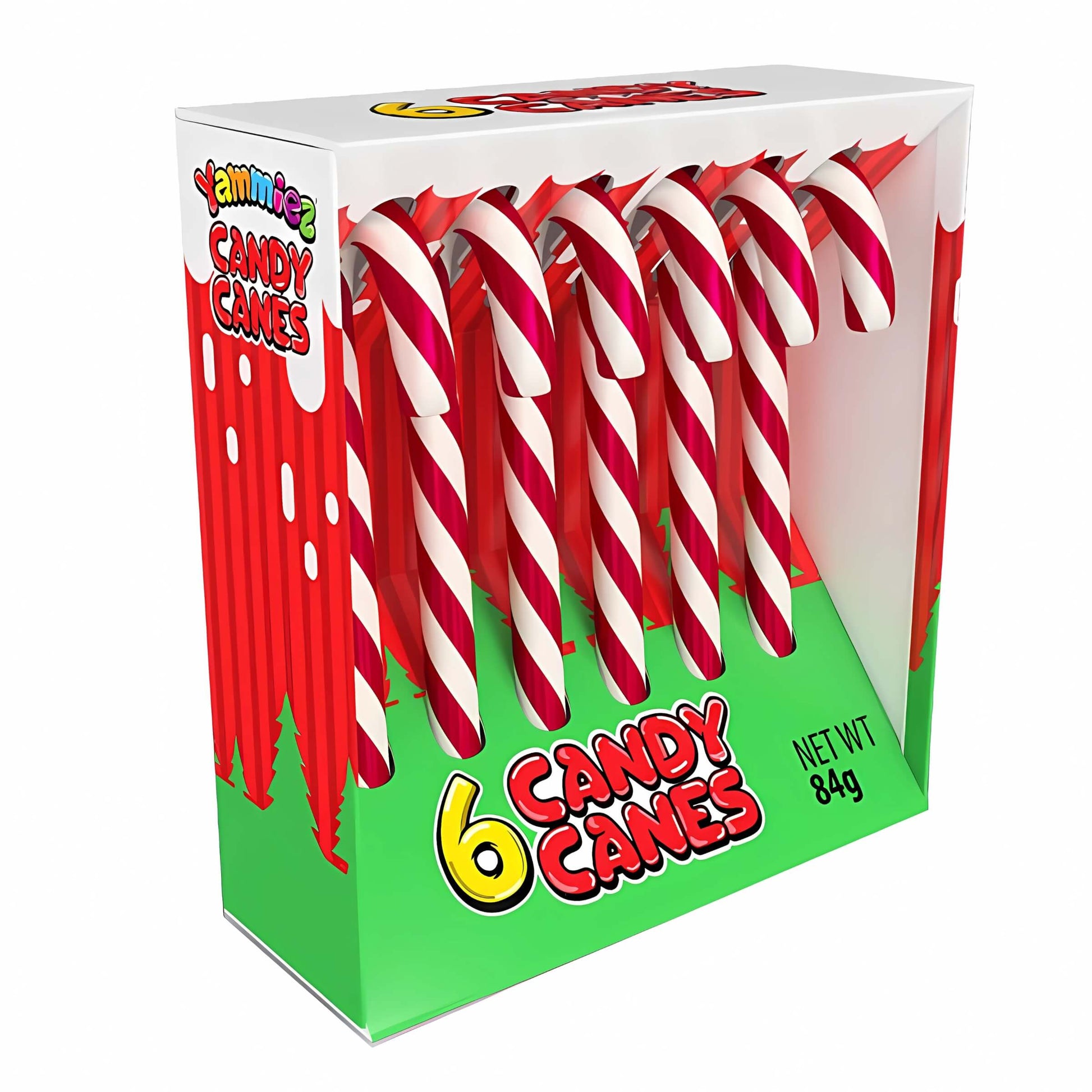 6 bastoncini di zucchero gusto fragola Yammiez 84g, design a spirale rosso e bianco