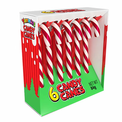 6 bastoncini di zucchero gusto fragola Yammiez 84g, design a spirale rosso e bianco